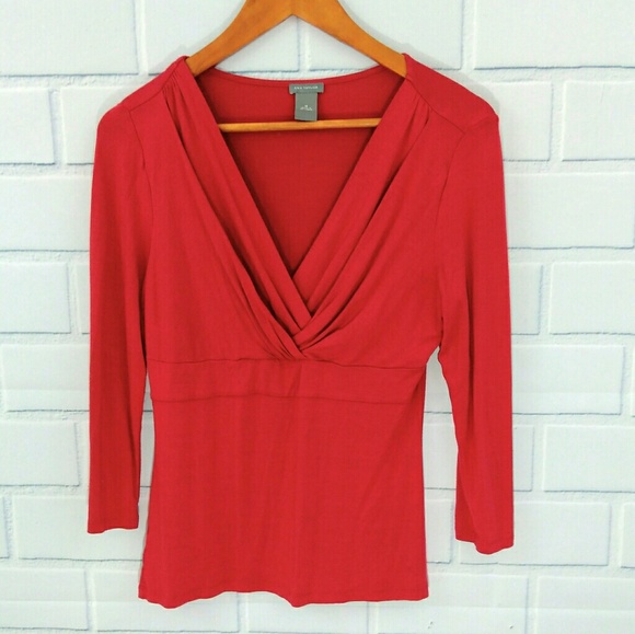 Ann Taylor Tops - Ann Taylor dark pink faux wrap knit top